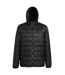 2786 Mens Box Quilt Hooded Zip Up Jacket (Black)