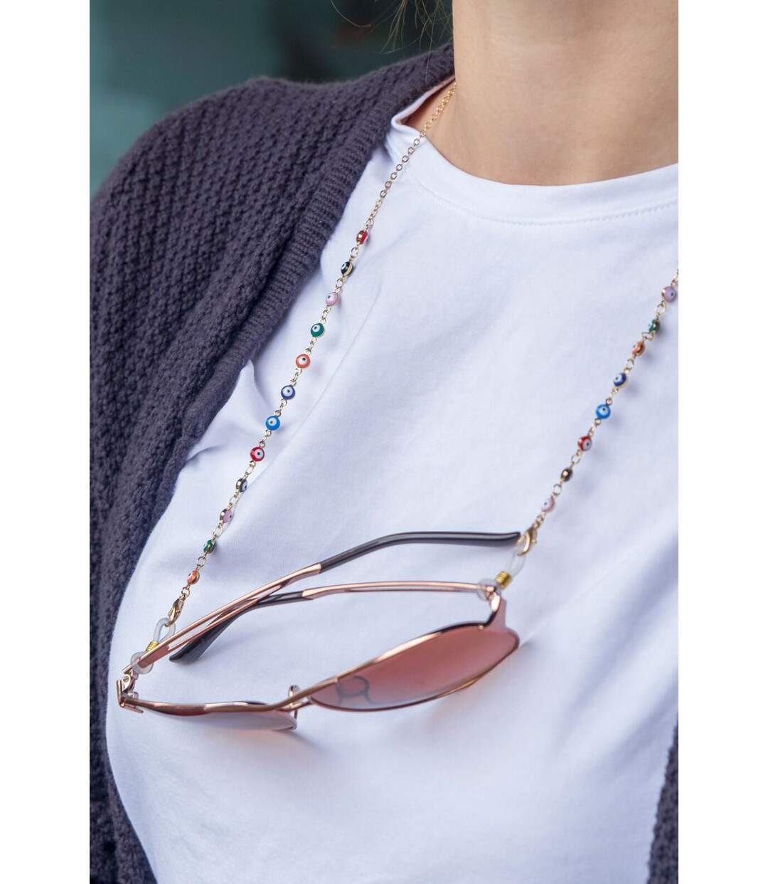 62 CM Colourful Turkish Evil Eye Protection Summer Reading Eyeglass Chain Lanyard-1
