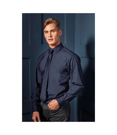 Premier Mens Long Sleeve Formal Plain Work Poplin Shirt (Navy) - UTRW1081
