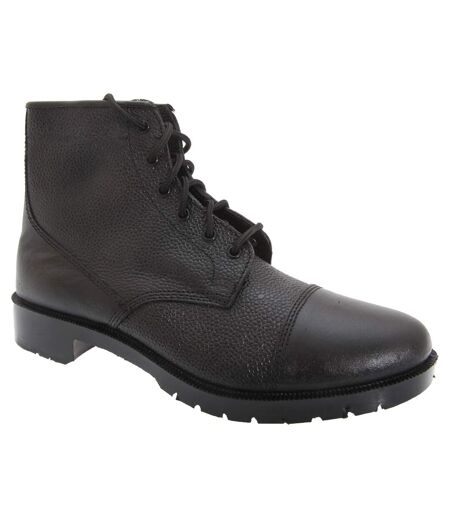 Grafters Mens Grain Leather 6 Eye Cadet Boots (Black) - UTDF637