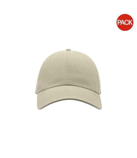 Atlantis Action 6 Panel Chino Baseball Cap (Pack of 2) (Stone) - UTAB428