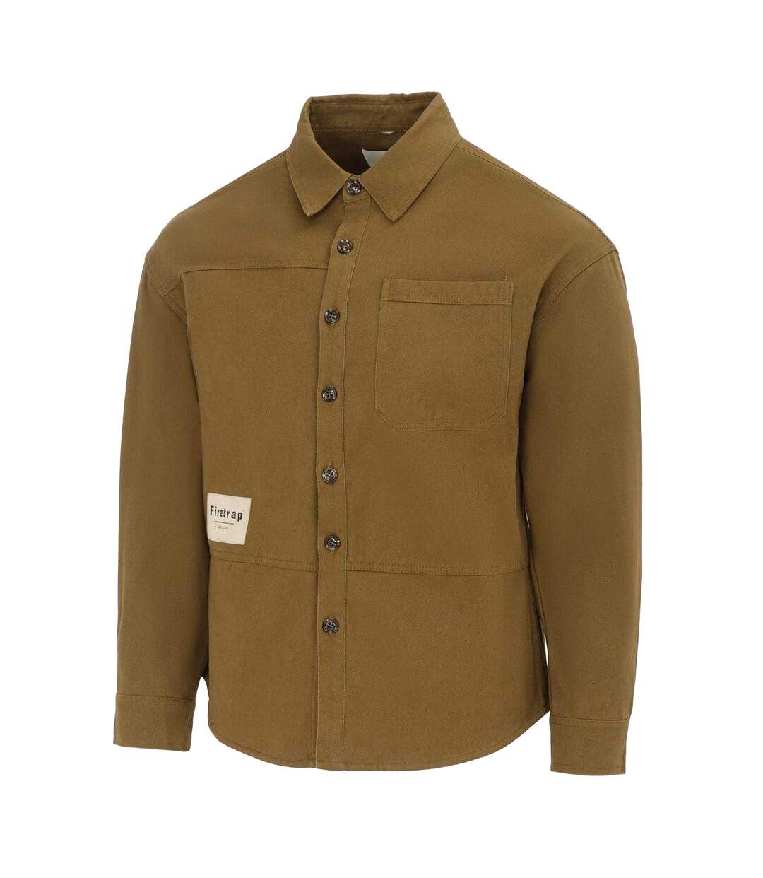 Chemise Manches Longues Motif/style Logo Homme Vert Kaki Firetrap-3
