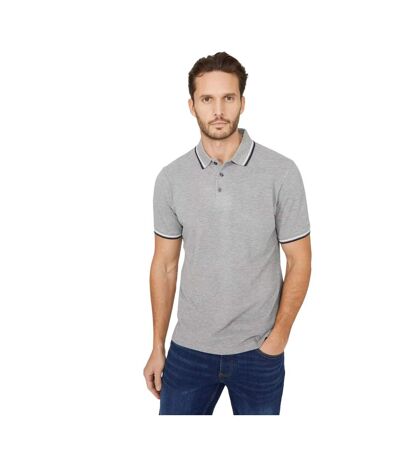Mens Pique Tipped Polo Shirt Grey Maine
