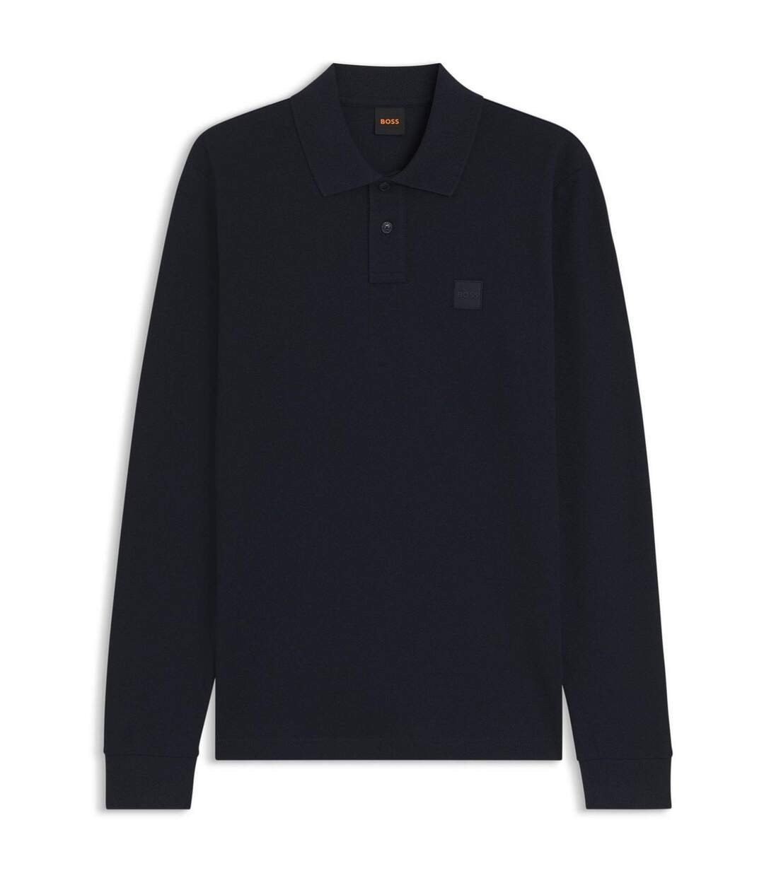 Mens Passerby Logo Long-sleeved Polo Shirt Dark Blue Boss-1