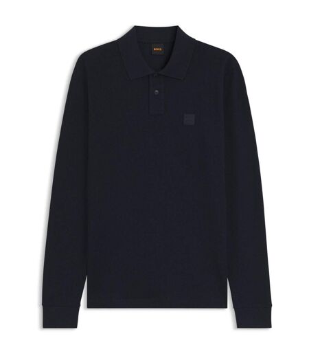 Mens Passerby Logo Long-sleeved Polo Shirt Dark Blue Boss