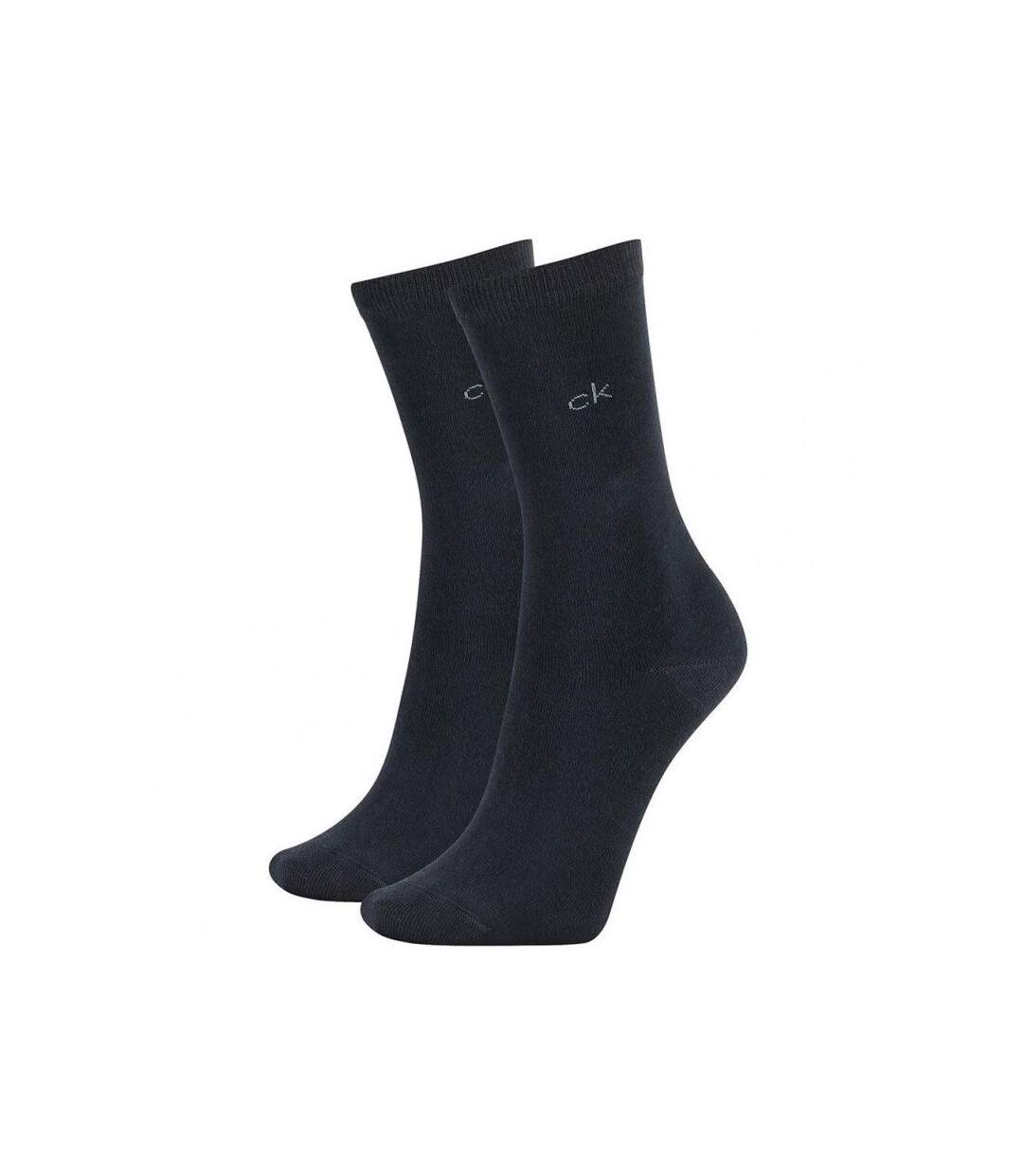 CALVIN KLEIN Lot de 2 paires de Chaussettes Femme Coton CLASSIC Noir-1