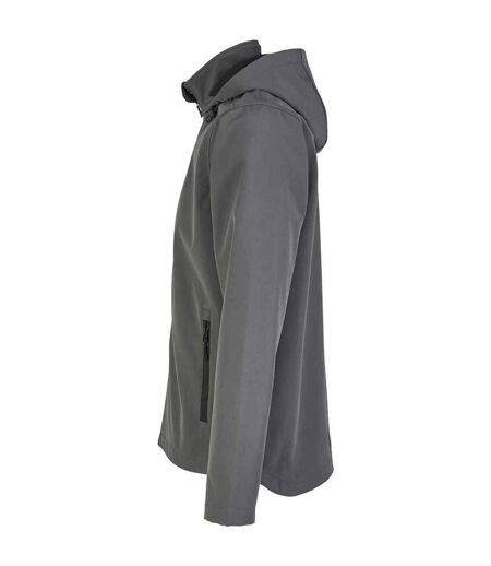 Mens Race Hooded Soft Shell Jacket Charcoal SOLS