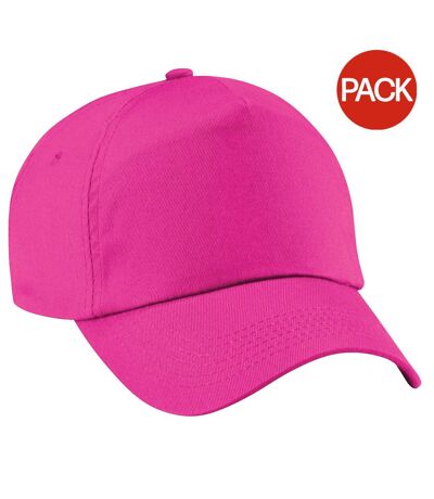 Beechfield Unisex Plain Original 5 Panel Baseball Cap (Pack of 2) (Fuchsia) - UTRW6698