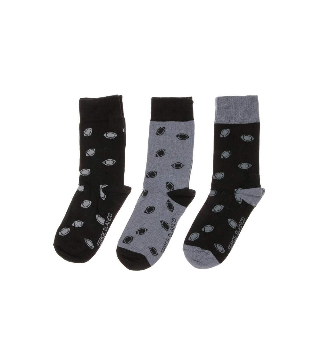 x3 paires de chaussettes noir/gris homme serge blanco 0bg - 39/42-1