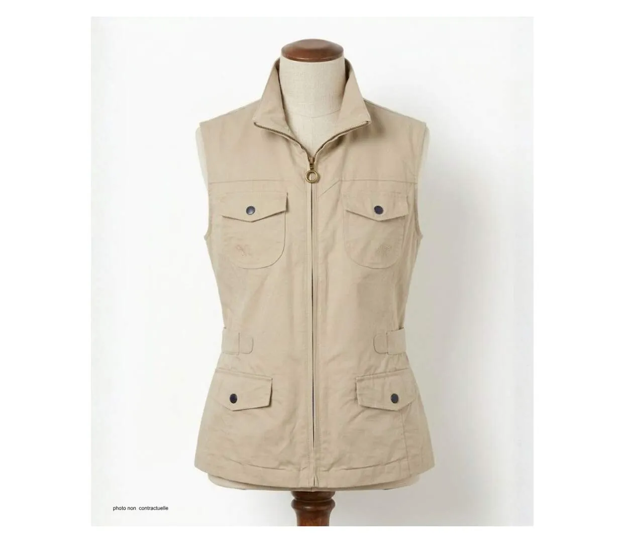 Gilet sans manches femme MAYFLOWER MITSY2 : l'élégance d'un coton beige ajustable-3