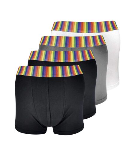 4 Pack Mens Cotton Novelty Striped Rainbow Boxer Shorts Underwear