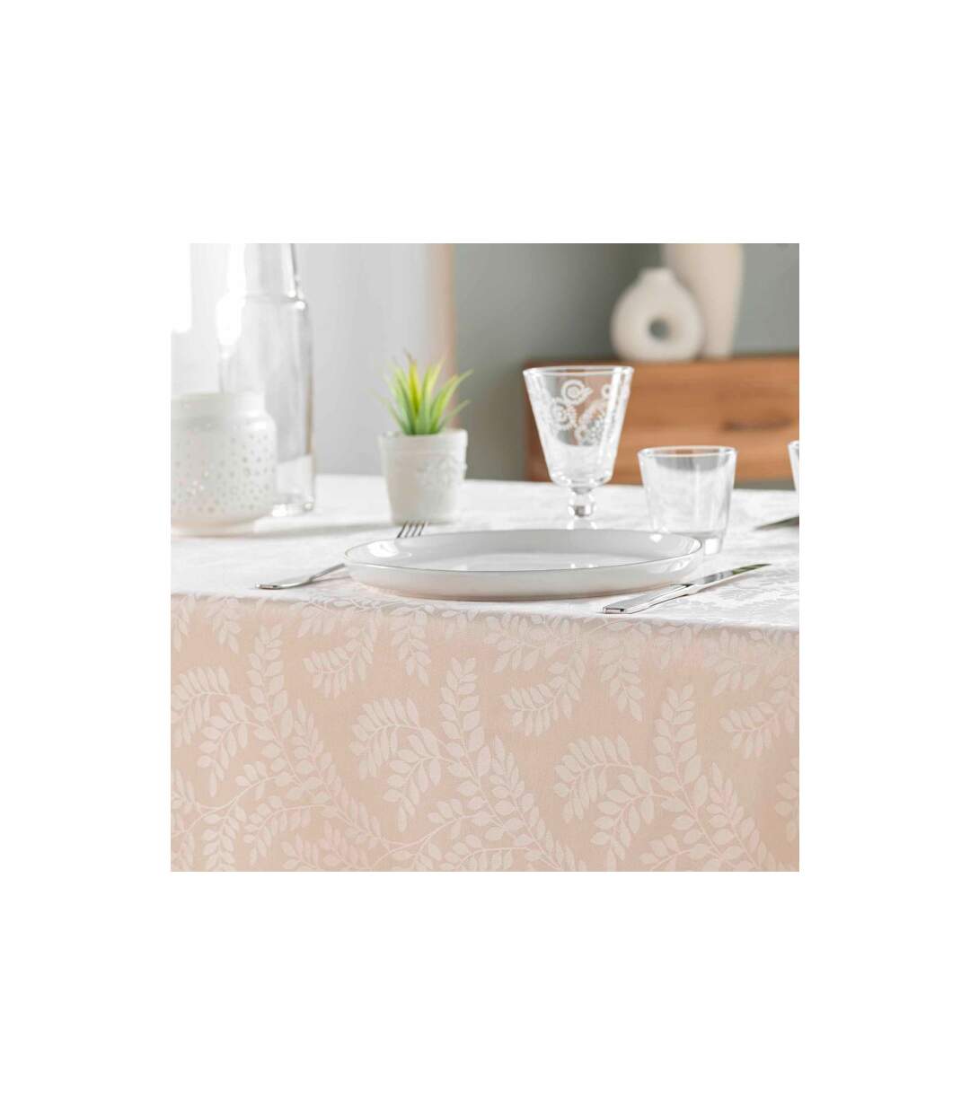 Nappe Jacquard Imprimé Doriane 140x240cm Naturel-3