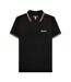 Mens Ss25 Twin Tip Polo Shirt Black White Lambretta-2