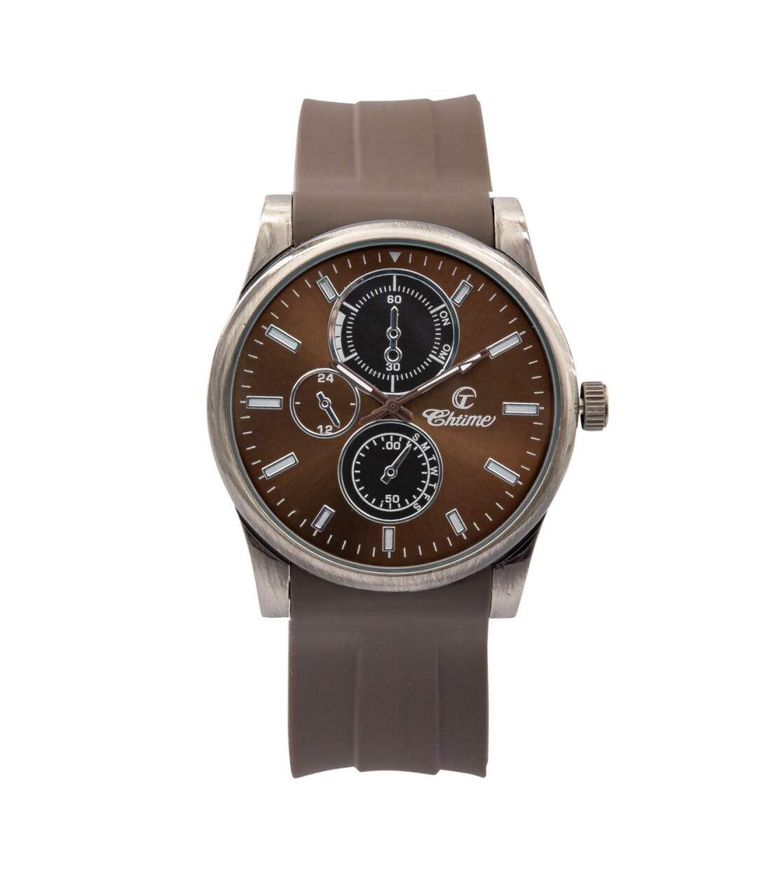 Montre Fashion Homme Silicone Marron CHTIME