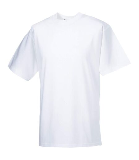 Europe t-shirt épais à manches courtes 100% coton homme blanc Russell