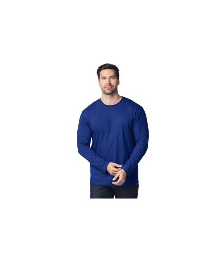 Mens Soft Style Long Sleeve T-shirt Fan Marine Green Gildan