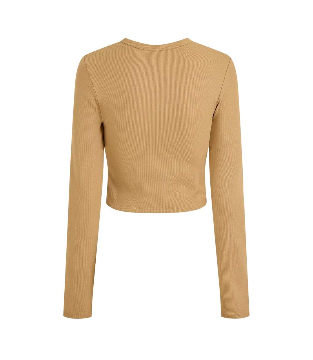 Womens/ladies Feline Slim Long-sleeved Crop T-shirt Incense JJXX-3