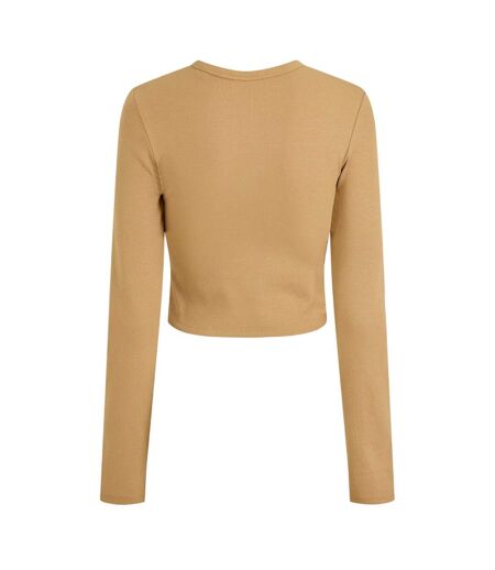 Womens/ladies Feline Slim Long-sleeved Crop T-shirt Incense JJXX