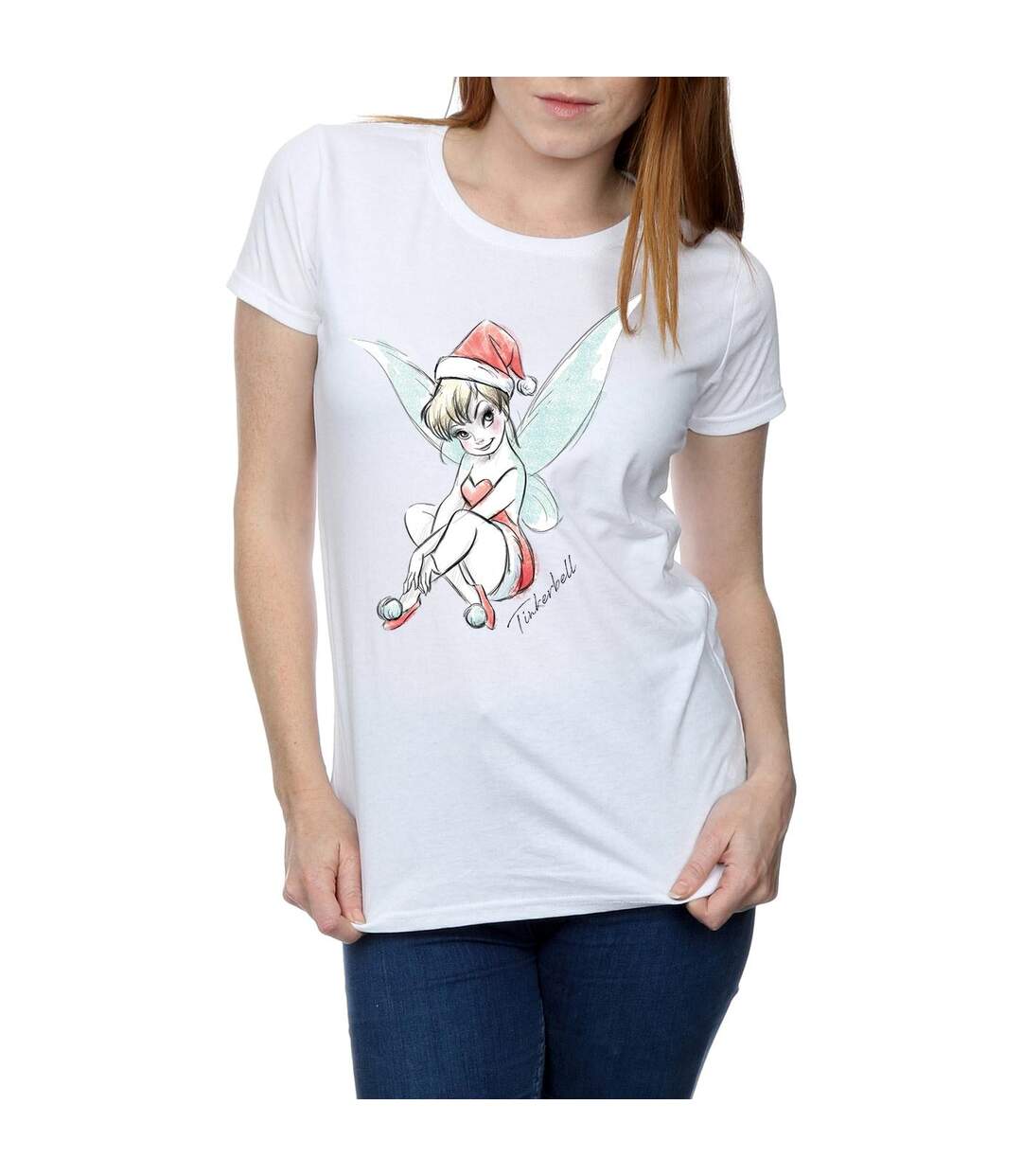 Disney T-shirt en coton Femme/Femme Fée Clochette de Noël (Blanc) - UTBI43841-3