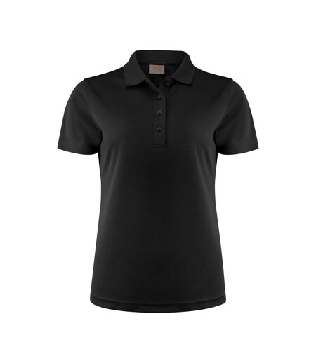 Womens/ladies Smash Polo Shirt Black Printer RED
