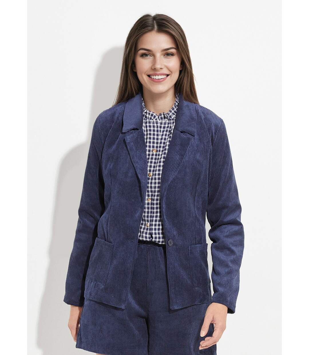 Veste velours grosses cotes, col tailleur-1