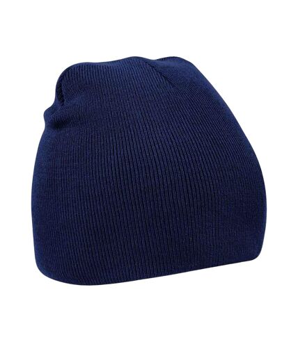 Plain basic knitted winter beanie hat oxford navy Beechfield