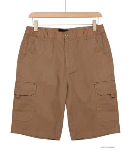 CHALLENGER INCA3 : Bermuda en coton camel pour homme avec taille élastiquée tout confort