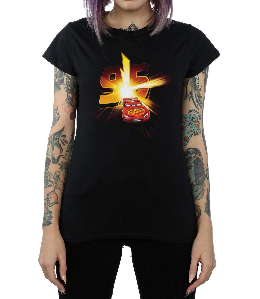 Disney - T-shirt CARS LIGHTNING MCQUEEN BURST - Femme (Noir) - UTBI13849-3