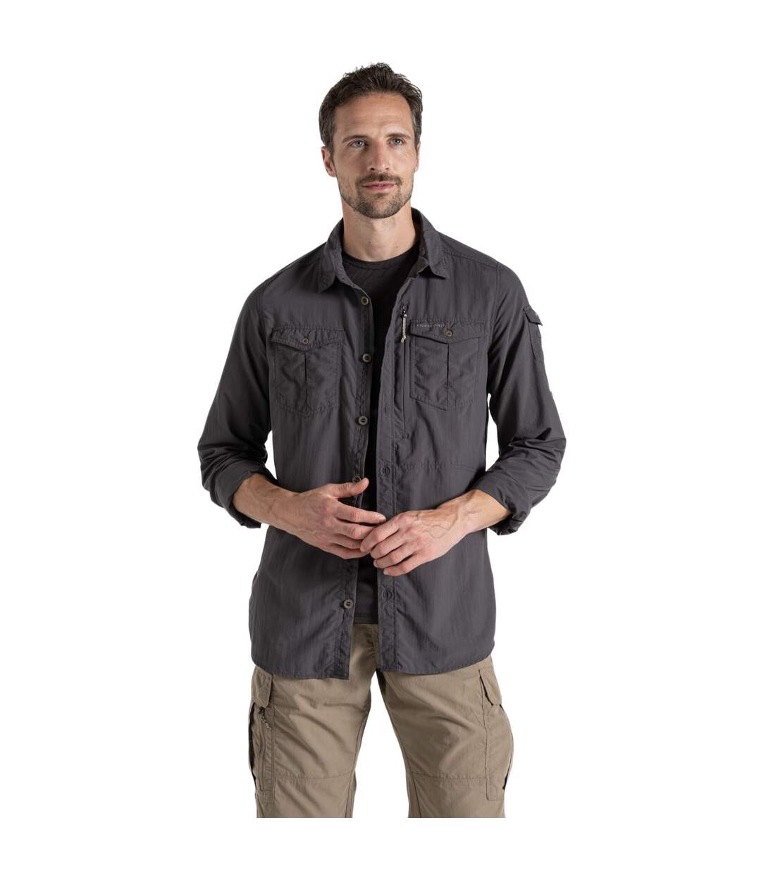 Mens adventure iii nosilife long-sleeved shirt black pepper Craghoppers