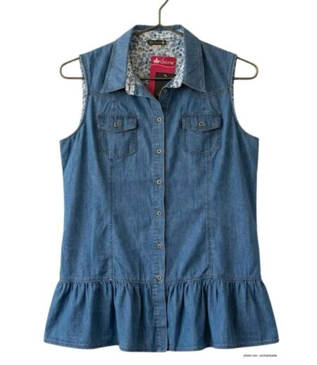 Axone Denim-Confort Tunique en jean bleu coupe ample pour un style quotidien 100% coton