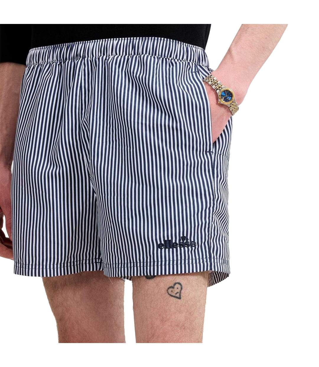 Short De Bain Sylbio Homme Blanc Bleu Marine Ellesse-4
