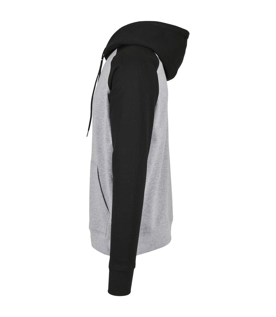 Mens Basic Raglan Hoodie Gris Chiné Noir Build Your Brand-3