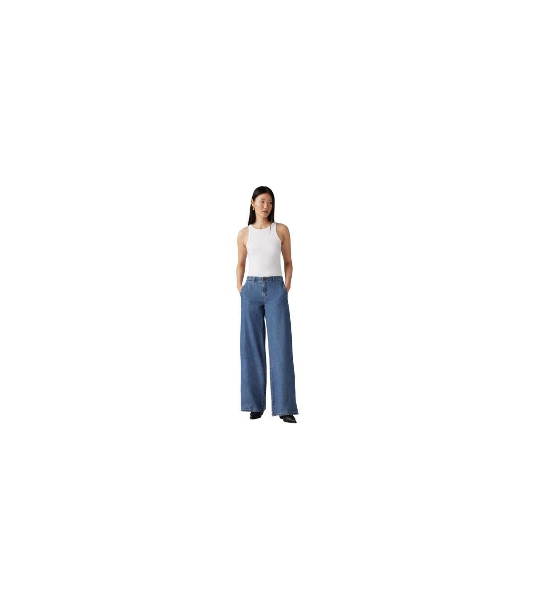 Womens/ladies Big Yikes Wide Leg Chinos Blue Levis-1