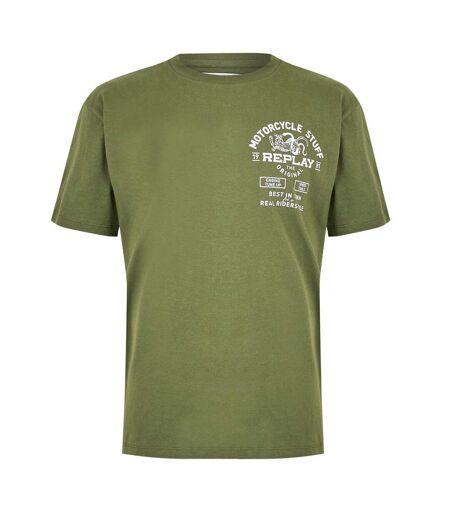 T-shirt Motif/style Imprimé Graphique Genie Homme Vert Militaire Replay
