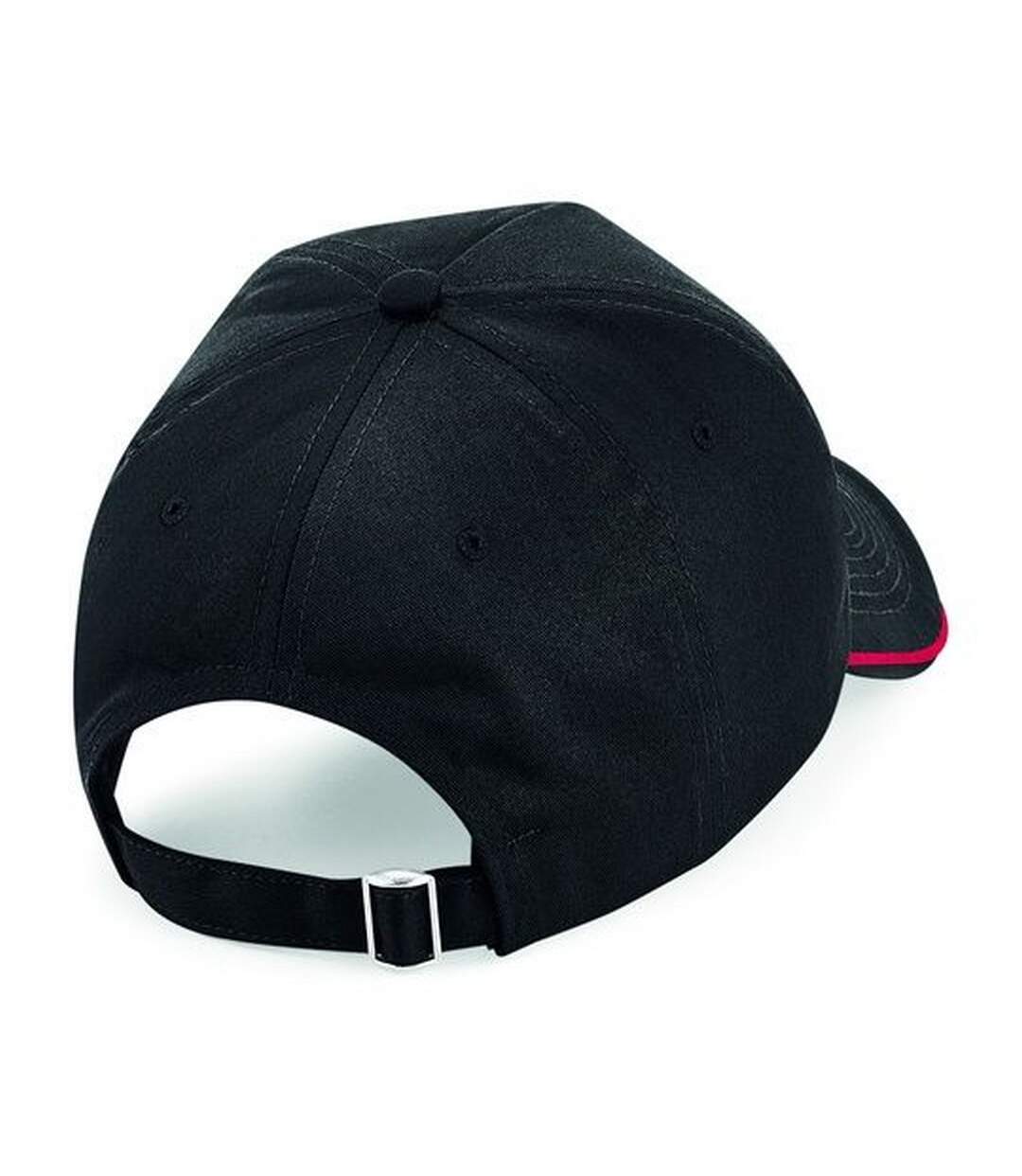 Beechfield Adults Unisex Authentic 5 Panel Piped Peak Cap (Black/Classic Red) - UTBC4640-2