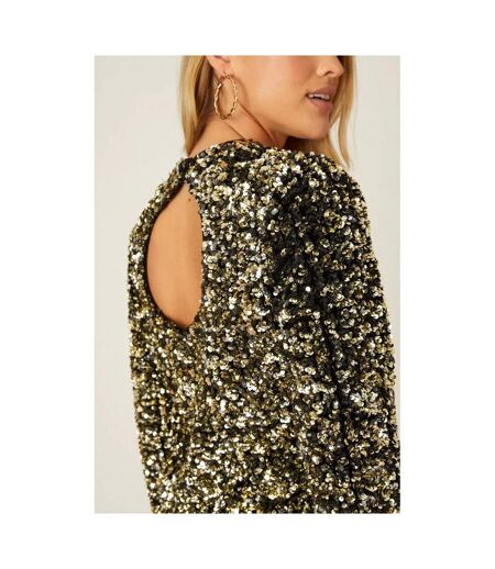 Dorothy Perkins Womens/Ladies Sequins Velvet Mini Dress (Gold) - UTDP1171