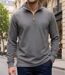 WINCHESTER CAMPO2G — Sweat col montant zippé gris : douceur 100 % coton-1