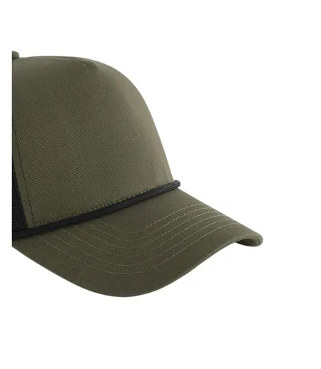 Rope Detail 5 Panel Trucker Cap Military Green Black Beechfield