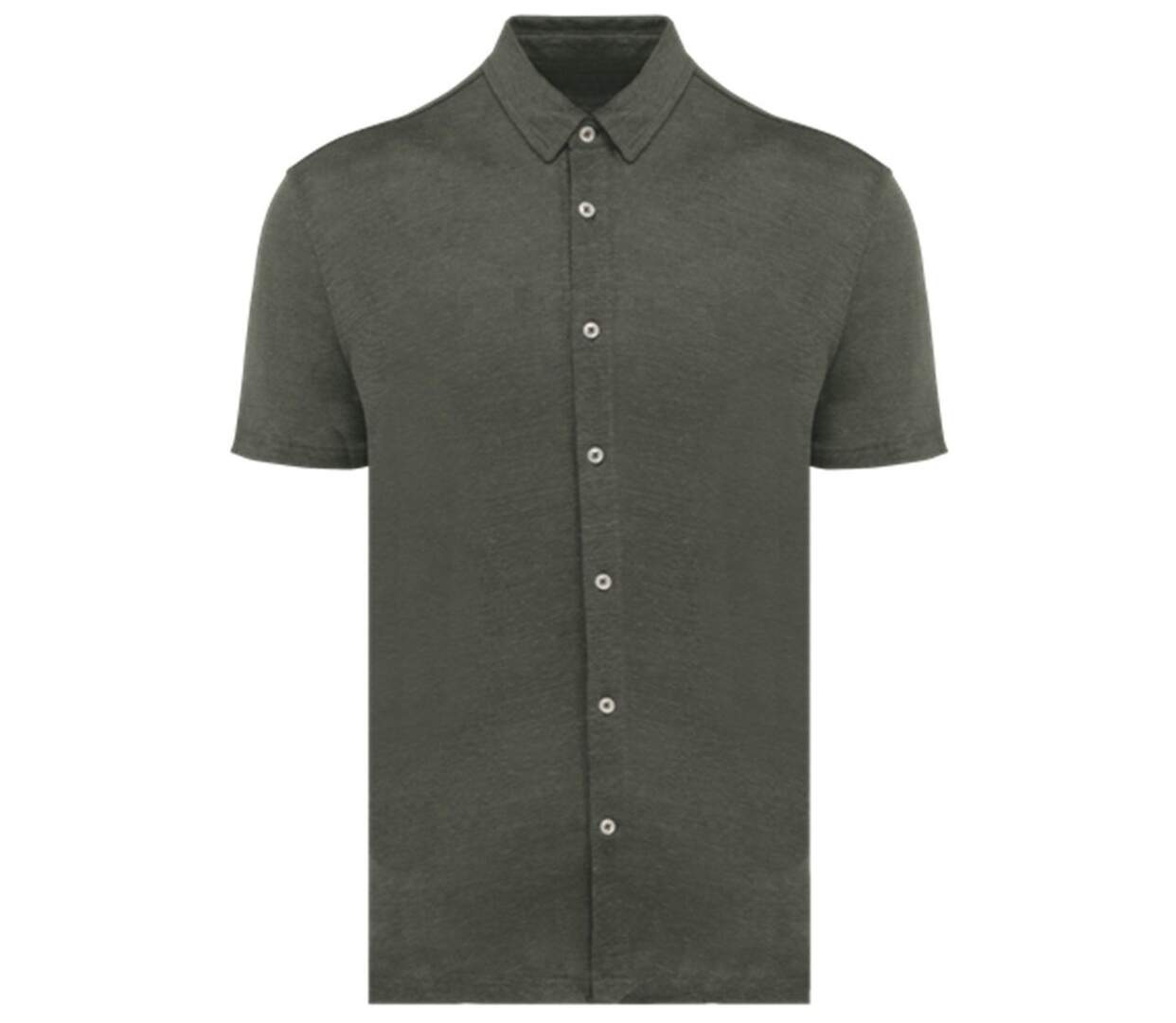 Chemise à manches courtes en lin - Homme - PATS517 - vert kaki-1