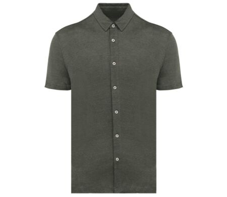 Chemise à manches courtes en lin - Homme - PATS517 - vert kaki
