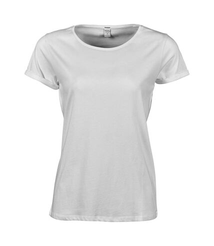 T-shirt manches courtes Femme - manches enroulées - 5063 - blanc