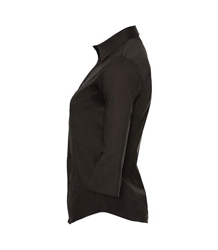 Russell Collection Ladies/Womens 3/4 Sleeve Easy Care Fitted Shirt (Black) - UTBC1030