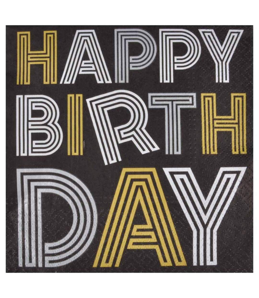 Lot de 20 Serviettes en Papier Birthday 33x33cm Noir-1