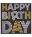 Lot de 20 Serviettes en Papier Birthday 33x33cm Noir-1