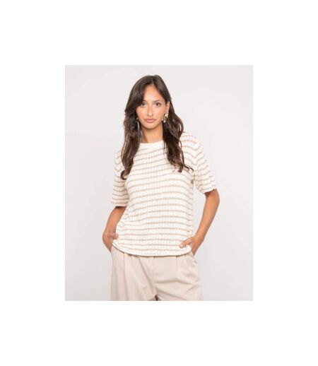 Pull manches courtes rayures lurex KIZAIA - Dona X Lisa