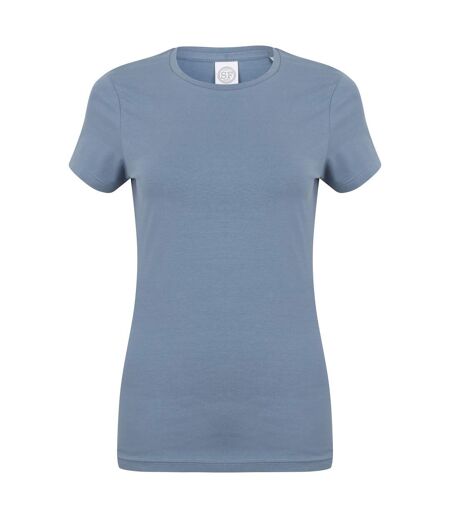 Skinni Fit Womens/Ladies Feel Good Stretch Short Sleeve T-Shirt (Stone Blue) - UTRW4422