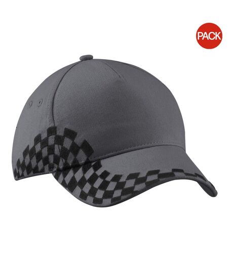 Lot de 2  casquettes à carreaux adulte gris Beechfield