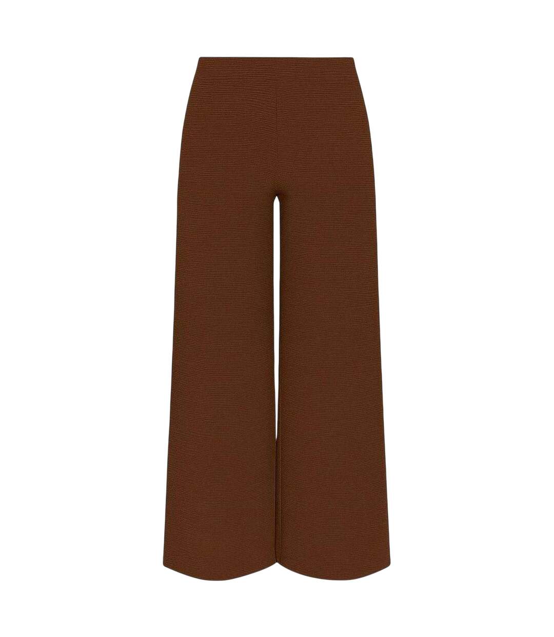 Womens/ladies Textured Wide Leg Trousers Chocolate I Saw It First-1
