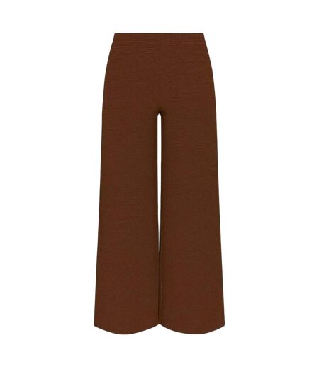 Womens/ladies Textured Wide Leg Trousers Chocolate I Saw It First