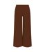 Womens/ladies Textured Wide Leg Trousers Chocolate I Saw It First-1
